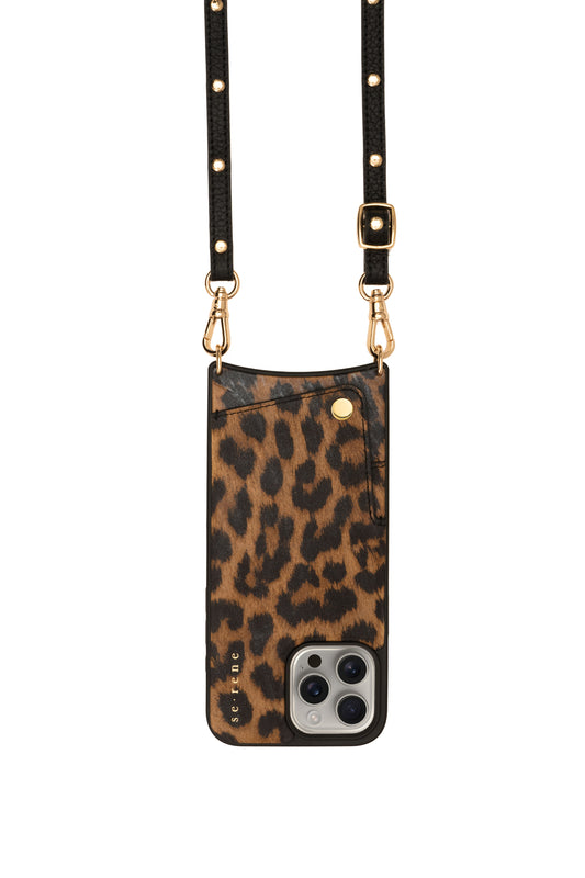 Everyday Leopard Print & Black Gold Flat Studded Strap